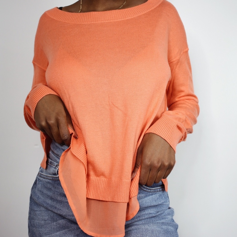 Women’s Long sleeve Sweater with Sheer Back